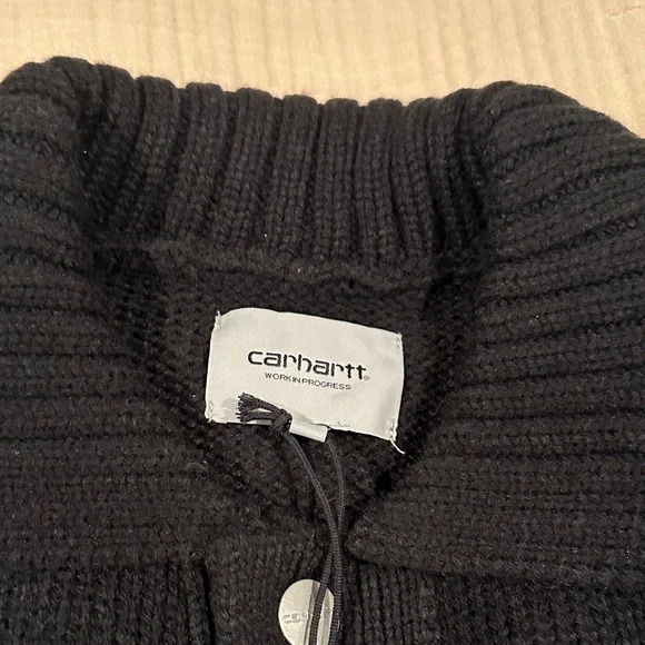 Carhartt WIP Black Knit Santa Fe Cardigan Sweater XXL Brand New